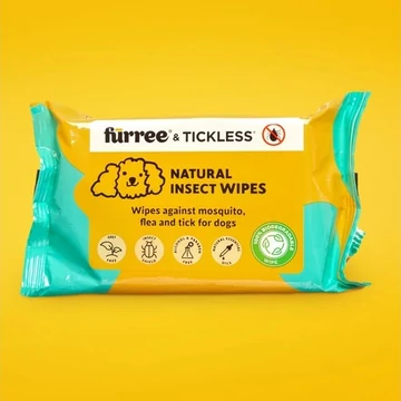 Természetes kullancs, bolha és szúnyogriasztó nedves törlőkendő, TICKLESS