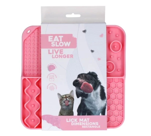 Eat slow live longer lick mat dimension pink