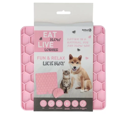 EAT SLOW LIVE LONGER FUN &amp; RELAX LICK MAT PINK