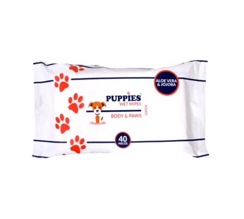 Puppies Body &amp; Paws Nedves Törlőkendő 40db-os