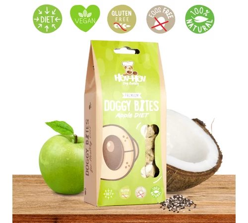 HOV-HOV Diétás almás kutyakeksz allergiás kutyáknak, tojásmentes 150g