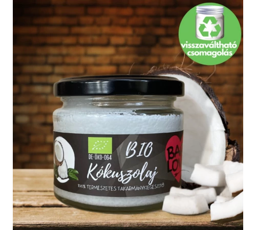 100% Bio kókuszolaj kutyáknak és macskáknak 200 ml, hidegen sajtolt, finomítatlan, BARF LOVE