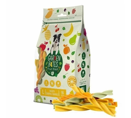 DUVO+ Garden bites - gyümölcsös fogtisztító rudak L 15db/tasak