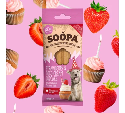 SOOPA dental sticks - eper és kókusz krémes cupcake