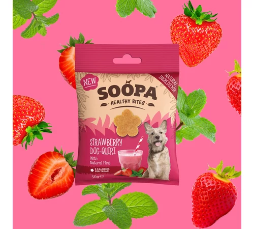 SOOPA Healthy Bites - Strawberry Dog-Quiri kókusztejjel, eperrel és mentával 50 g