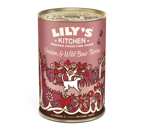 Lily's Kitchen Venison&amp;Wild Boar Terrine 400g - szarvas, vaddisznó burgonyával és vajtökkel